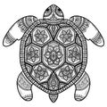 Abstract turtle. Carved turtle. Stylized fantasy patterned turtle. Hand drawn Royalty Free Stock Photo