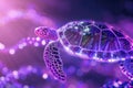 Abstract Turtle Dna Molecules On A Purple Background