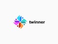 Abstract Twin Colorful Logo