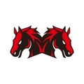 Abstract twin horse logo icon concept