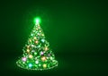 Abstract Twinkling Bright Colourful Christmas Fir Tree