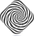 Abstract twisted black and white background. Optical illusion of distorted surface. Twisted stripes. Stylized 3d texture. Vector Royalty Free Stock Photo