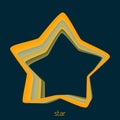 Twisted star with yellow stroke on a dark blue background