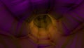 Abstract twisting 3D tunnel. Animation. Inside hypnotic three-dimensional tunnel with convex longitudinal stripes