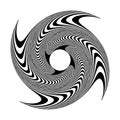 Abstract Twisting Rotation Vortex Movement Illusion. Black and Whie Op Art Design Element