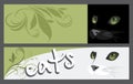 Abstract two banners with muzzle of cats