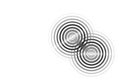Abstract two black rings sound waves oscillating on white background