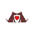 Abstract two dog love logo icon