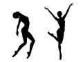 Abstract two silhouettes of charming ladies dancer Royalty Free Stock Photo
