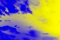 Abstract ultra modern sky background. Yellow lemon color and ultramarine blue colors