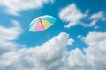 abstract umbrella flying with beautiful sky freedom background c