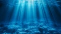 abstract underwater scene sunrays in deep blue sea Cinematic Lighting in the ocean AI generated Royalty Free Stock Photo