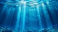 abstract underwater scene sunrays in deep blue sea Cinematic Lighting in the ocean AI generated Royalty Free Stock Photo