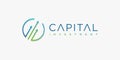 Abstract unique capital investment logo design idea Premium Vector