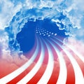 Abstract United States flag on a cloudy sky background. Design for US holidays - Memorial Day, Veterans, Independence. Memorial Royalty Free Stock Photo