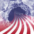 Abstract United States flag on a cloudy sky background. Design for US holidays - Memorial Day, Veterans day, Independence Royalty Free Stock Photo