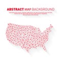 Abstract United States red line map, network, vector, illustration, eps file