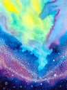 Abstract universe background spiritual mind art watercolor painting illustration