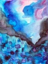 Abstract universe background spiritual mind art watercolor painting illustration design