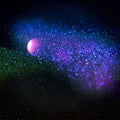 Abstract Universe and galaxy lights background. blue, green, pink and black. de-focused. Royalty Free Stock Photo