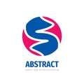 Abstract unusual business logo design. Dynamic structure in circle. Concept sign. Vector design.