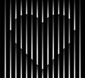 Abstract unusual heart sign logo on geometric black and white gradient stripes background. Luxury stripe pattern. Vector