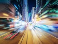 Abstract urban background of night city blurred by motion Royalty Free Stock Photo