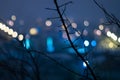 Abstract urban night light bokeh, defocused background. Royalty Free Stock Photo