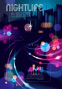 Abstract urban night light bokeh defocused background. Effect vector beautiful background. Blur colorful dark background with cit Royalty Free Stock Photo
