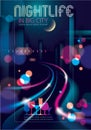 Abstract urban night light bokeh defocused background. Effect vector beautiful background. Blur colorful dark background with cit Royalty Free Stock Photo