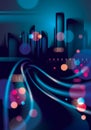 Abstract urban night light bokeh , defocused background. Effect vector beautiful background. Blur colorful dark background with Royalty Free Stock Photo