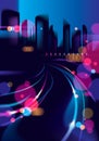 Abstract urban night light bokeh , defocused background. Effect Royalty Free Stock Photo