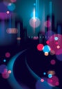 Abstract urban night light bokeh defocused background. Effect vector beautiful background. Blur colorful dark background with Royalty Free Stock Photo