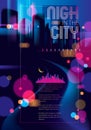 Abstract urban night light bokeh defocused background. Effect vector beautiful background. Blur colorful dark background with Royalty Free Stock Photo