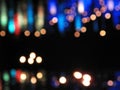 Abstract urban night multicolor light bokeh, defocused background