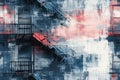 An abstract urban pattern featuring building silhouettes, fire escapes, and windows Royalty Free Stock Photo