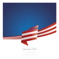 Abstract USA flag ribbon speech bubble logo icon blue background Royalty Free Stock Photo