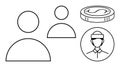 Abstract User Profiles with Coin and Professional Avatar Elements Royalty Free Stock Photo