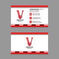 Abstract V letter Logo with Red Color Business Card design Template Vector