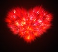 Abstract Valentines Day red Fireworks heart shape