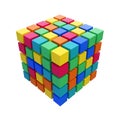 Abstract varicolored 3D rubik cube isolated on white Royalty Free Stock Photo