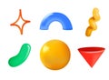 Abstract various bright 3D doodle shapes and objects. Different figures. 3D style Vector shapes. Background, wallpaper