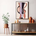 Abstract Vase Art Bold Outlines And Vibrant Colors In Living Room Decor