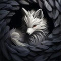 Abstract Vector Art With Volumetric Lighting: Black White Fox Royalty Free Stock Photo