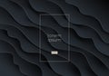 Abstract vector background. Black fluid wavy layered shape.