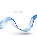 Abstract vector background, blue transparent waved lines for brochure, website, flyer design. smoke wave. Royalty Free Stock Photo