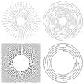 Abstract vector background of concentric circles. Crcular lines graphic pattern. Dashed line ripples