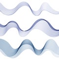 Abstract vector background. Design element - colored waves. Set of curved lines isolated on white background. Set with blue waves Royalty Free Stock Photo