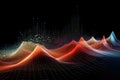 abstract vector background with dynamic waves and particles. 3d illustration, Abstract data wave points 3D graph combination, AI Royalty Free Stock Photo