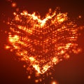 Abstract vector background with glowing heart. Cloud of red shining points in the shape of a heart. Royalty Free Stock Photo